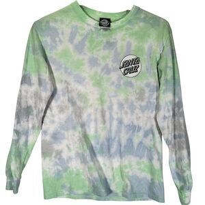 SANTA CRUZ Skateboards Tie Dye Long Sleeve T-Shirt Size S 100% Cotton Grunge 90s